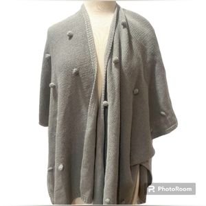 Do Everything In Love Knit Shaw with Pom Poms NWT